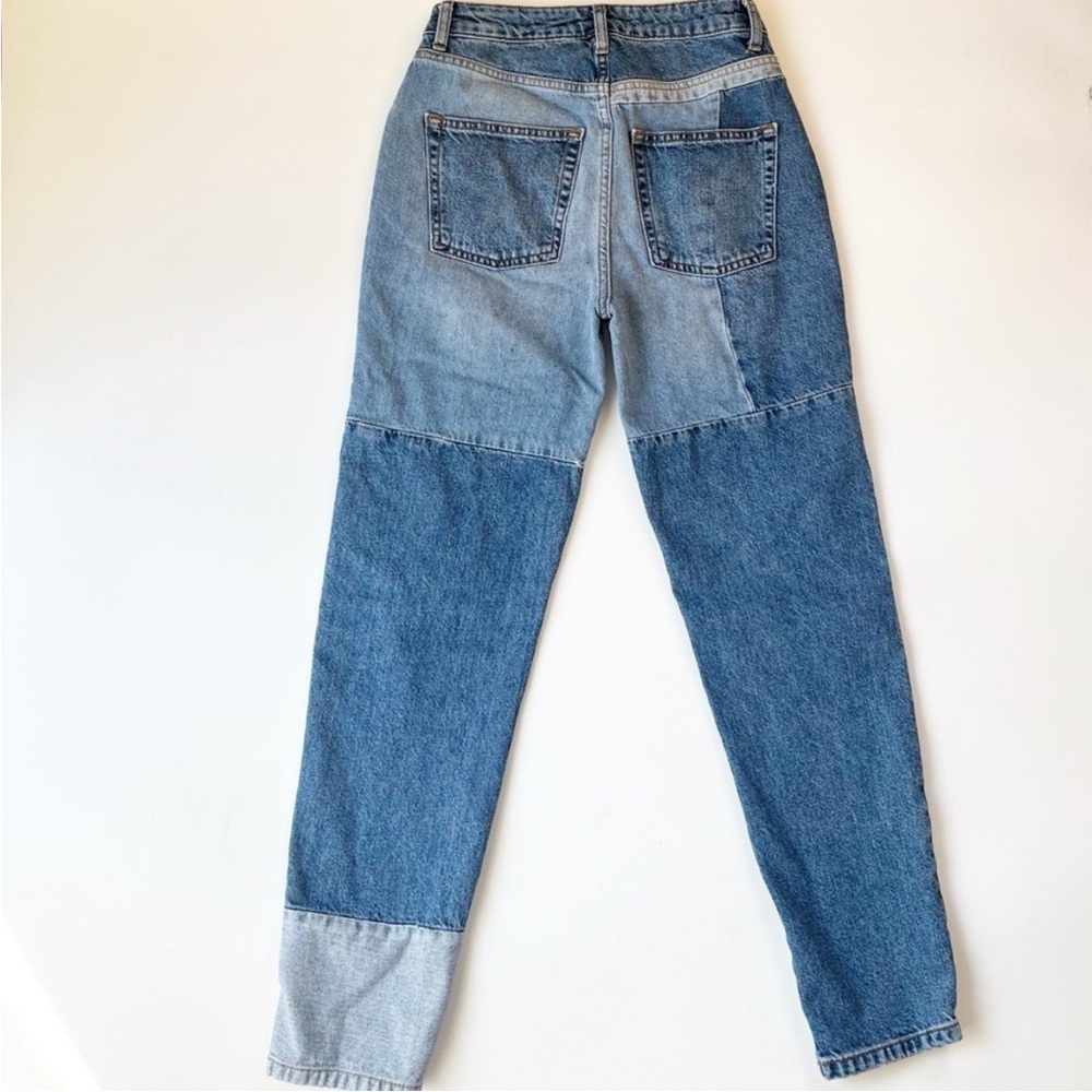 Free People High Rise Straight Leg Mom Jeans Patchwork Cotton Size 26 - Picture 3 of 14